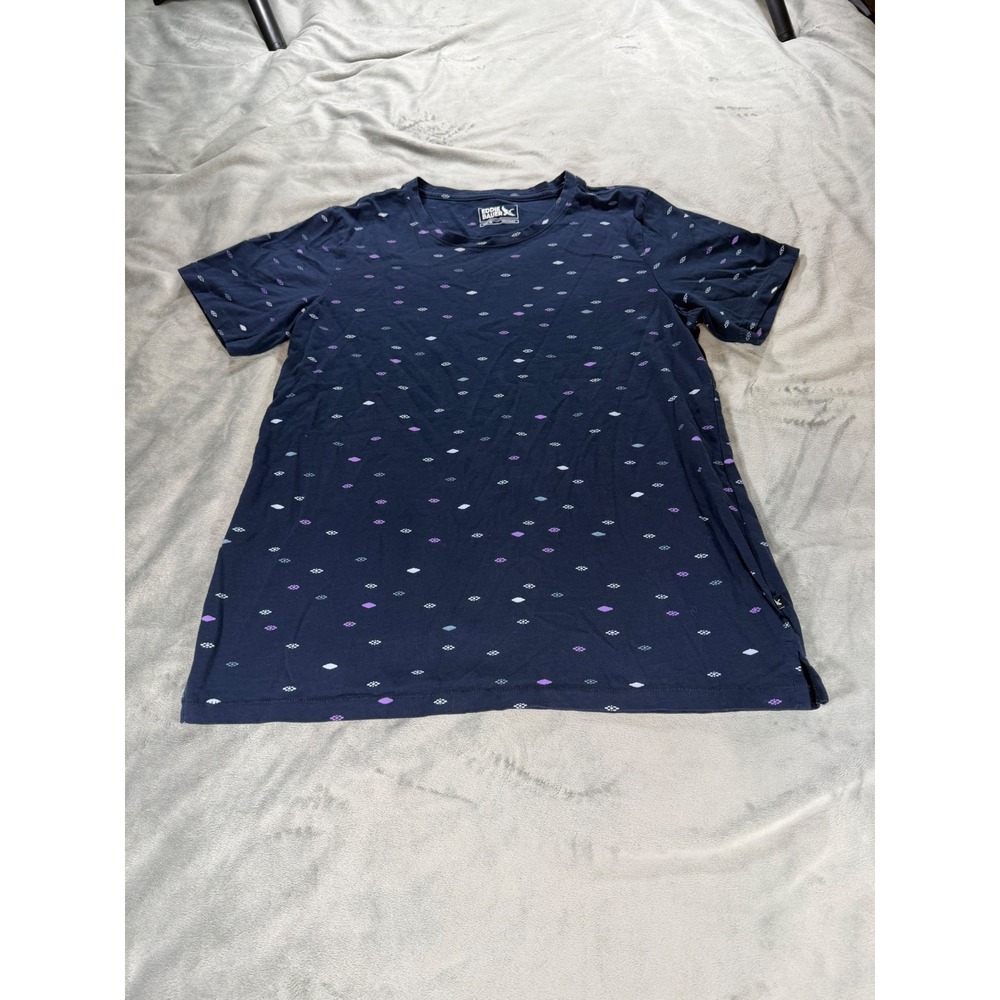 Eddie Bauer Women Crew Neck Short Sleeve Navy Blue Cotton Diamond Burst Size TM